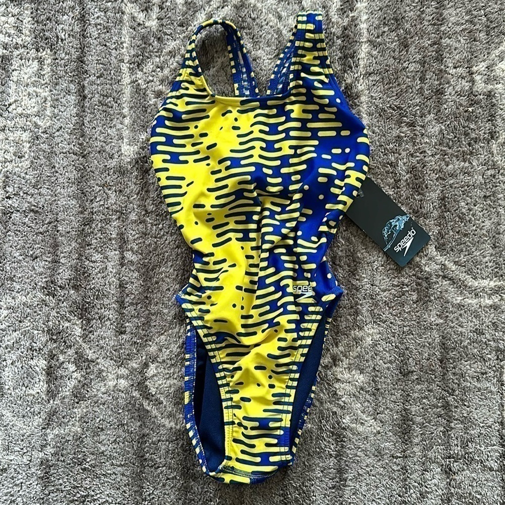NWT Speedo Pro LT One Piece Swimsuit Sapphire Gold 20